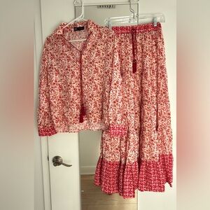 Zara Floral Red and White set